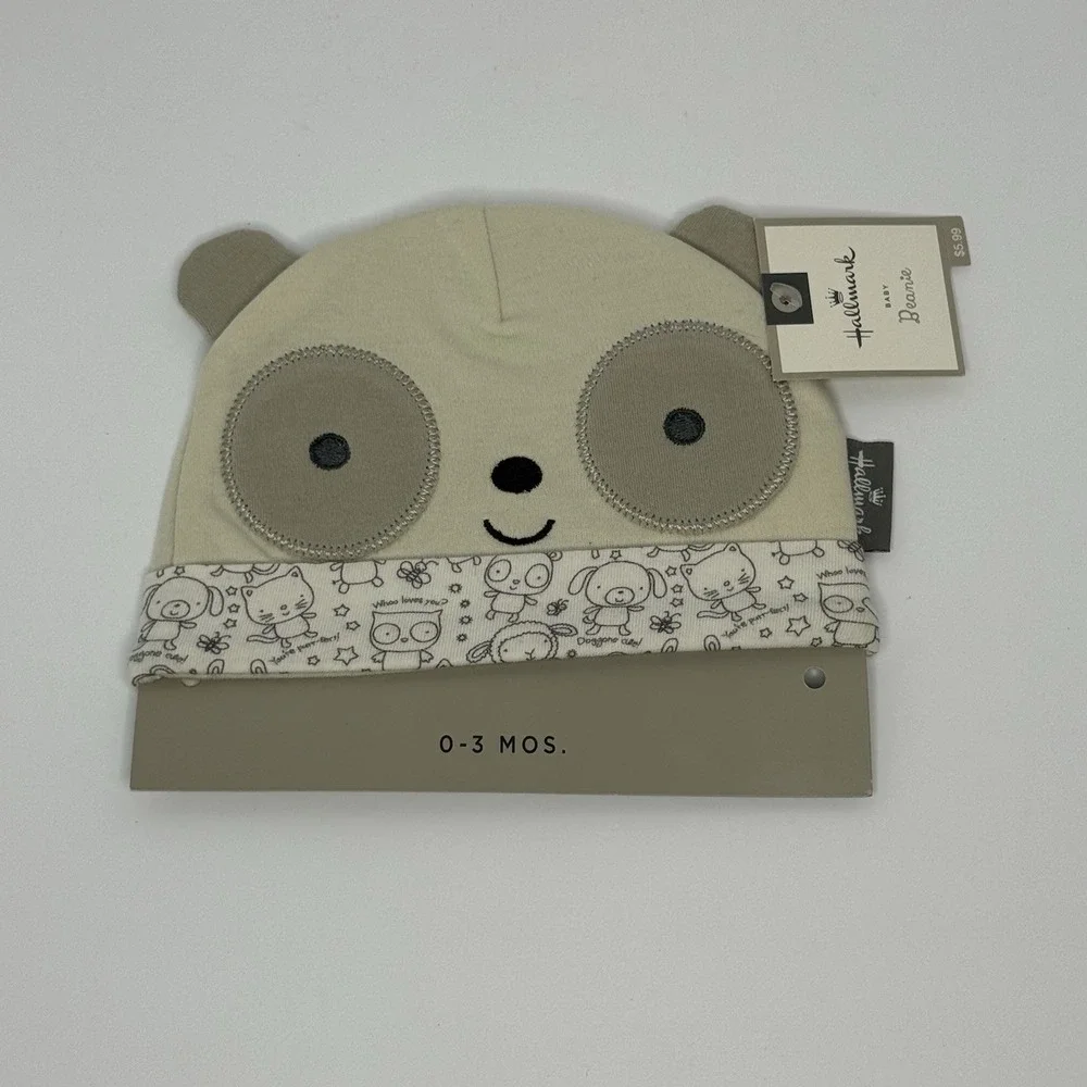 Hallmark‎ Baby Beanie 0-3 Months Bear Brown Gray NWT